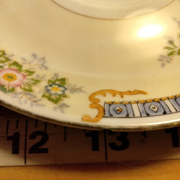 Meito China Cecil Saucer Blue Yellow Floral Vintage Distressed Japan Craft lot 3 - Picture 11 of 13